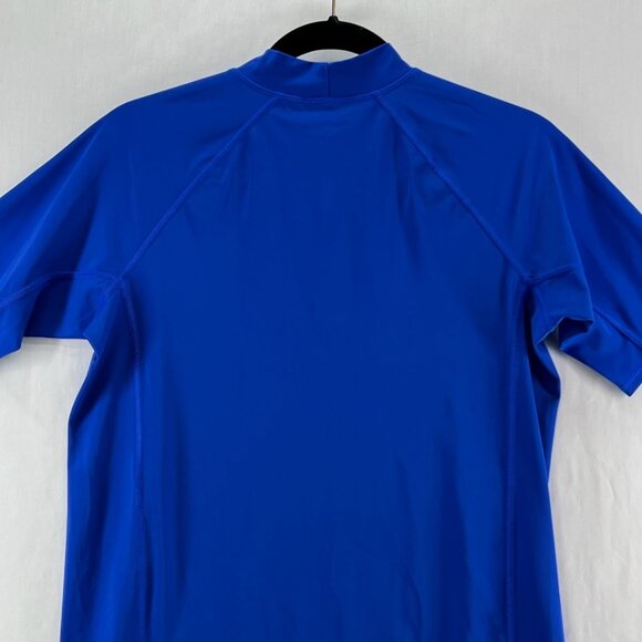 Lands' End Rash Guard Swim Top Youth L Short Sleeve Mock Neck Stretch Royal Blue - Picture 5 of 11